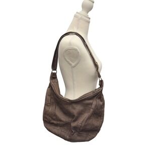 Leather Loft Italy Brown Full Grain Cowhide Leather Slouchy Hobo Shoulder Bag